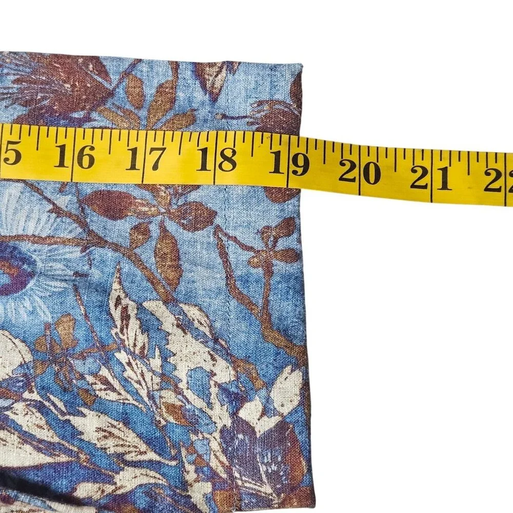 EUC Peruvian Connection Women Linen Trapani Tunic L Blue Floral Boho Artisan - Picture 12 of 14